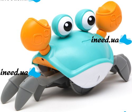 Детская интерактивная игрушка Краб Cartoon Crab HX155C бегающий робот, краб-беглец с детектором помех, звуковыми и световыми эффектами на батарейках