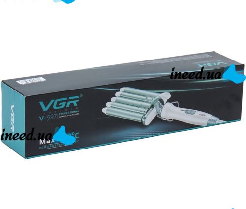 Профессиональная плойка волна VGR V-597 90W 16 мм керамические пятиволновые щипцы на 5 волн, прибор для укладки и накрутки голливудских локон Голубой