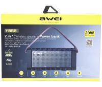 Портативная Bluetooth колонка Awei Y668 с PowerBank беспроводная аккумуляторная стерео акустика, минидинамик с ручкой и повербанком FM MP3 AUX TF USB