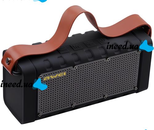 Портативная Bluetooth колонка Awei Y668 с PowerBank беспроводная аккумуляторная стерео акустика, минидинамик с ручкой и повербанком FM MP3 AUX TF USB