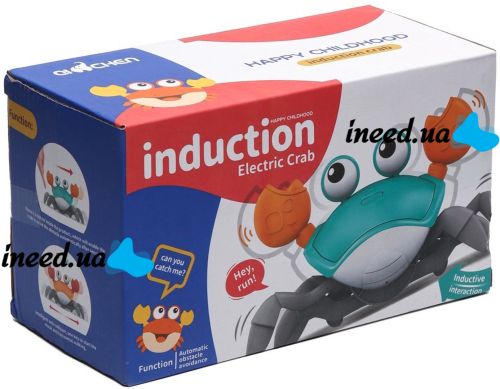 Детская интерактивная игрушка Краб Cartoon Crab HX155C бегающий робот, краб-беглец с детектором помех, звуковыми и световыми эффектами на батарейках