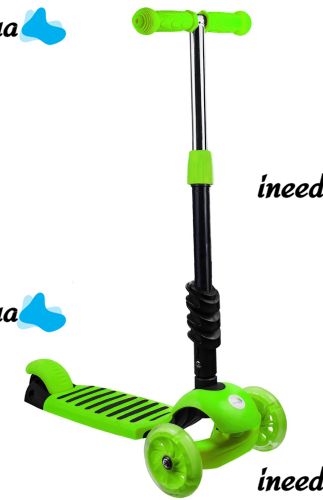 Трехколесный детский самокат беговел Scooter FYS-2864 Green 5 в 1 со складным сиденьем, родительской ручкой и светящимися колесами для детей Зеленый