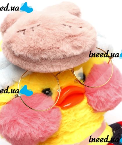 Мягкая игрушка Huada Toys уточка в очках Lalafanfan 35 см, плюшевая утка в одежде Cafe mimi duck Лалафанфан Желтая
