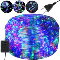 Светодиодная гибкая гирлянда Дюралайт Rope Lights G-38 10 м уличная и внутренняя цветная LED гирлянда с RGB контролером от сети Multicolor 3528