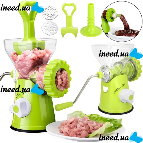 Ручная мясорубка Multfunction Mincer RF706 4 в 1 кухонный измельчитель с насадками для фарша, колбасы и сосисок, механическая мясорубка PS-323