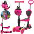 Scooter FYS-2864 Pink 5-in-1 three-wheeled children's scooter with folding seat, parental handle and lighted wheels for kids Pink