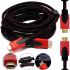 Посилений кабель Hdmi to Hdmi 15м 1080p в обмотці, кабель-подовжувач HDMI-HDMI 15m 15 m 15 м 15 м для монітора і телевізора в обплетенні Чорно Червоний
