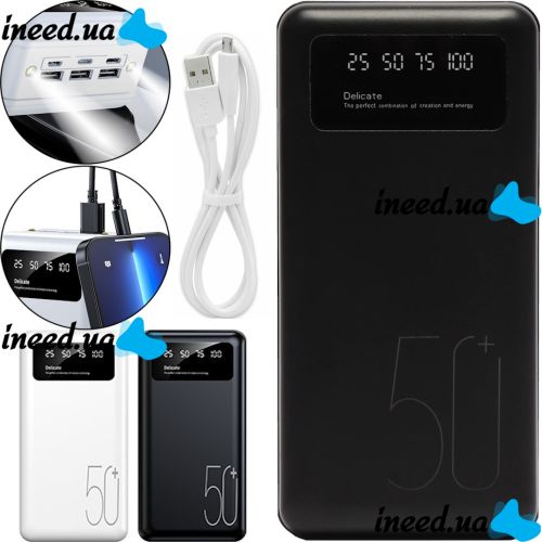 Зарядное устройство УМБ Power Bank Viaking 50000 mAh smart-quality N7 3USB с фонариком , Портативна батарея повербанк Внешний аккумулятор YM-500