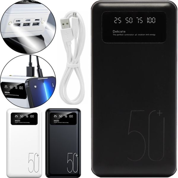Зарядное устройство УМБ Power Bank Viaking 50000 mAh smart-quality N7 3USB с фонариком , Портативна батарея повербанк Внешний аккумулятор YM-500