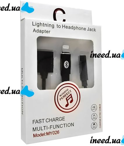 Переходник Lightning to Headphone Jack Adapter MY026 аудио адаптер 3.5mm разветвитель на 2 порта для подключения зарядки и наушников к телефону