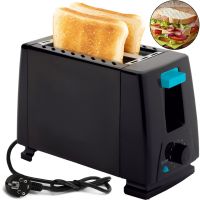 Электрический тостер Bitek BT-263 Black 1000w кухонный горизонтальный электротостер на 2 тоста для хлеба со съёмным поддоном 2 Slice Toaster Черный