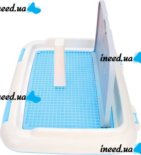 Лоток для собак со столбиком и стенкой Dog Toilet UniZoo 47.5x36 см двухслойный туалет с рамкой и сеткой под пеленку для собак с защитой от брызг