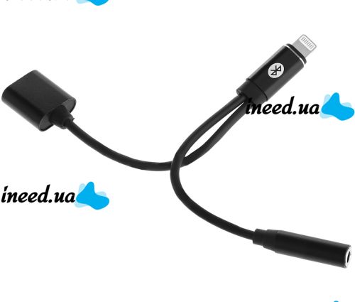 Переходник Lightning to Headphone Jack Adapter MY026 аудио адаптер 3.5mm разветвитель на 2 порта для подключения зарядки и наушников к телефону