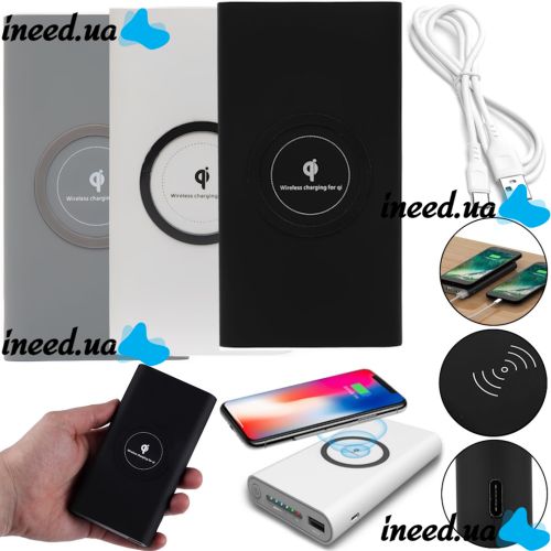 Беспроводное зарядное устройство Power Bank Qi Compatible 30000 mAh с быстрой зарядкой, портативный внешний аккумулятор USB повербанк для телефона