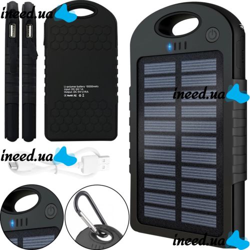 Портативний зарядний пристрій Power Bank Solar Charger JS-3 50000 mAh повербанк c карабіном на сонячній батареї, зовнішній акумулятор 50000 маг