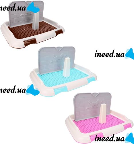 Лоток для собак со столбиком и стенкой Dog Toilet UniZoo 47.5x36 см двухслойный туалет с рамкой и сеткой под пеленку для собак с защитой от брызг