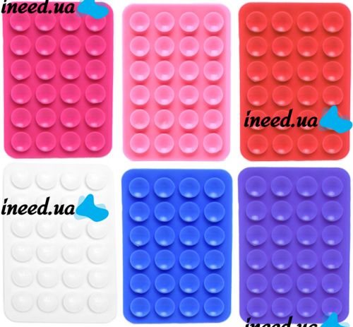Держатель липпер для телефона на присосках Sticker Side Silicone 8х5.5 см двусторонний силиконовый чехол, 24 присоски для смартфона Octobuddy