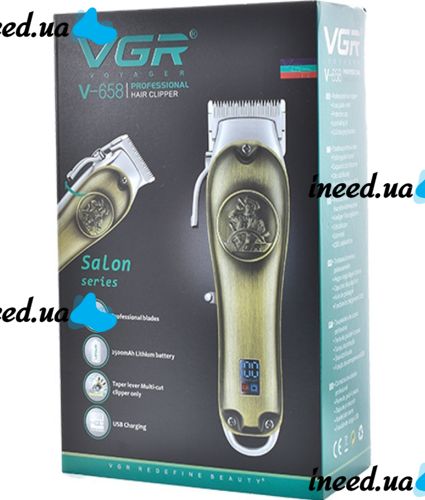 Профессиональная машинка для стрижки волос VGR V-658 4 насадки мужская аккумуляторная машинка для окантовки бороды с функцией триммера и LCD дисплеем
