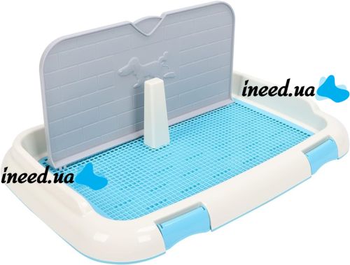 Лоток для собак со столбиком и стенкой Dog Toilet UniZoo 47.5x36 см двухслойный туалет с рамкой и сеткой под пеленку для собак с защитой от брызг