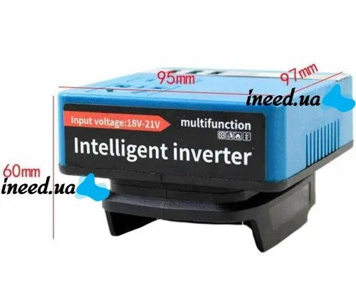 Повышающий аккумуляторный преобразователь Makita 18V-21V в 220V, Инвертор напряжения 18-21В в 220В 3USB 2 розетки от аккумуляторной батареи Синий