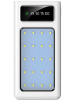 Портативное зарядное устройство Power Bank Z-05 50000 mah c набором 4 кабелей, Внешний аккумулятор зарядка с фонариком Type-C MicroUSB Lightning