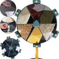 Настенный диспенсер карусель Rotatable Multi-Grain Cans для хранения круп 6 отделений 360, Вращающийся органайзер сыпучих продуктов с дозатором