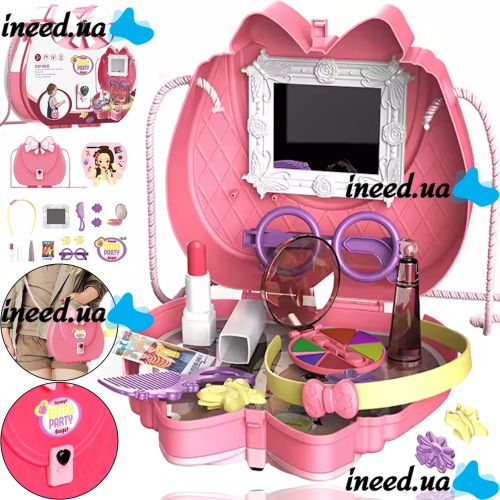 Детский косметический набор сумка Vanyeh 12L03 16в1 для макияжа с зеркалом, Комплект с косметикой Модница для девочек Kids Pretend Toy Bag PT-01495
