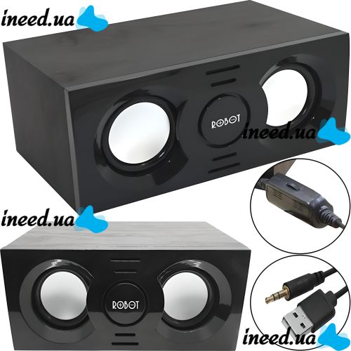 Универсальная компьютерная USB колонка Robot RS130 Desktop 5W, Универсальные колонки динамики для компьютера и ноутбука, Акустика для ПК 90172 Черная