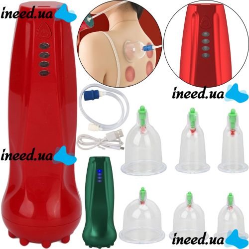 Lymphatic Drainage Vacuum Massager Xindefeng DF-665 6 Vacuum Massage Jars, Cupping Battery Massager Gouache Jars for Home Therapy