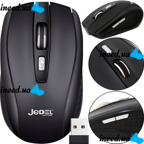 Беспроводная оптическая мышка Jedel W550 Black 1000 DPI игровая для компьютера и ноутбука 2.4GHZ на батарейке, Геймерская USB мышь 98127 Черная