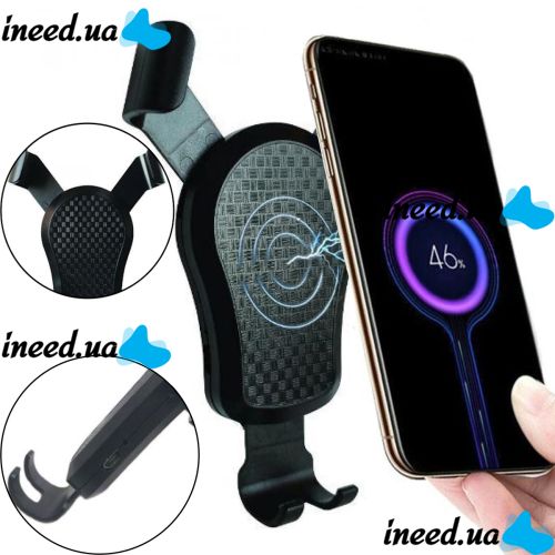 Автомобильный держатель для телефона с беспроводной зарядкой HZ HWC3 8W, Автодержатель, Универсальная автомобильная зарядка-держатель в авто, Черный