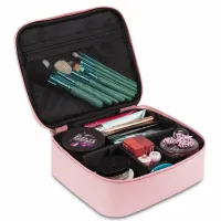 Органайзер для хранения косметики Niceland Beauty box MAG-590 с ручкой для переноски, Дорожная водонепроницаемая косметичка, бьюти кейс Розовая