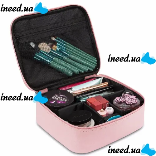 Органайзер для хранения косметики Niceland Beauty box MAG-590 с ручкой для переноски, Дорожная водонепроницаемая косметичка, бьюти кейс Розовая