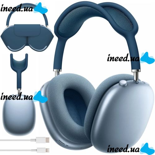 Беспроводные Bluetooth наушники AirPods Max Blue полноразмерные блютуз стереонаушники с микрофоном и шумоподавлением в чехле Smart Case MGYJ3 Синие