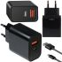 Мережевий зарядний пристрій Fast Charge USB Type-C UKC PD-889 Black блок живлення на 2 порти, адаптер зарядка для телефону смартфона Android Чорний