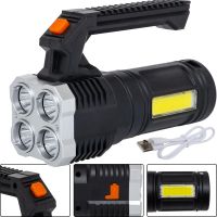 Cordless Handheld Flashlight X-Balog LF-S09 LED Portable Camping Flashlight, Portable Camping Spotlight with USB Black