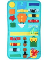Developing sensorimotor board Lesko 5462 Blue bisiboard for learning and development of babies, Montessori handbag developing motor skills and sensorics of children