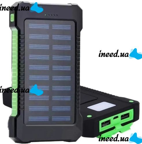 Портативное зарядное батарея Power Bank Solar JS-809 50000 mAh с солнечной панелью и фонариком, Внешний аккумулятор повербанк для зарядки USB 2.1A
