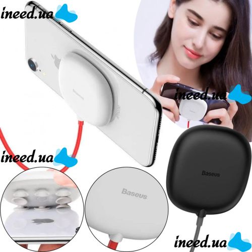 Беспроводное зарядное устройство Baseus Suction Cup Wireless Charger WXXP-02, Универсальная беспроводная зарядка 10W для зарядки телефона Белый