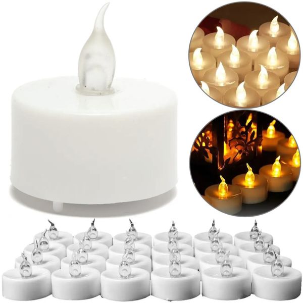 Flameless Tealight LED Candle Set 24 Pieces LED Candle with Imitation Flame and Battery-powered Backlight for Lighting White