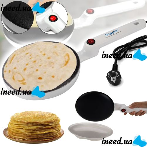 Submersible Pancake Maker Sonifer Crepe Maker SF-3034 650W Electric Pancake Pan 20 cm Electric Pancake Maker with non-stick Coating White