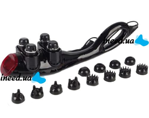 Электрический ручной массажер Quad Action Percussion Massager TK-88-2 для всего тела 28 Вт, 12 в 1, Вибрационный мышечный мультимассажер для спины