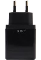 Сетевое зарядное устройство Fast Charge USB Type-C UKC PD-889 Black блок питания на 2 порта, адаптер зарядка для телефона смартфона Android Черный