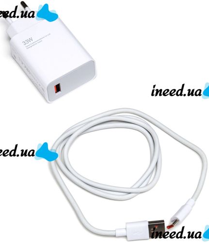 Сетевое зарядное устройство Xiaomi 33W Power Adapter Suit адаптер USB Type-C блок питания с быстрой зарядкой Mi Turbo для телефона 33В Белый