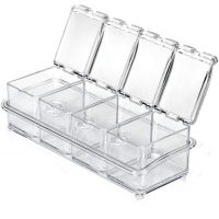 Набор емкостей для хранения специй и приправ Crystal Seasoning Box на 4 отсека, акриловый органайзер, баночки для сыпучих продуктов с подставкой
