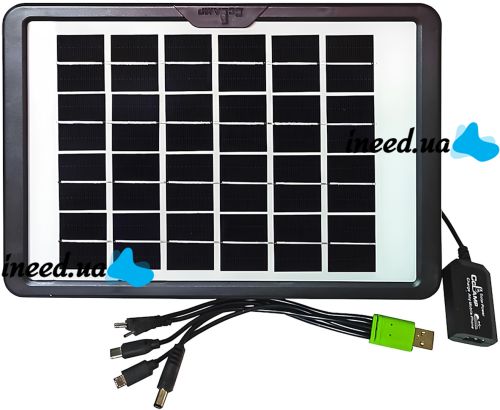 Солнечная панель Cclamp Solar Panel CL-680 8W 6V 1.3A портативная батарея с мультикабелем USB для зарядки мобильных устройств от солнца 680CL