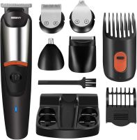 Wireless Hair Clipper Gemei GM-853 5 in 1 Professional Rechargeable Trimmer Electric Shaver with 6 Nozzles for Nose Ears Geemy