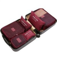 Набор дорожных сумок органайзеров Secret Pouch 6 штук Бордовые, чехлы мешки для хранения одежды в чемодане, водонепроницаемые для путешествий laundry