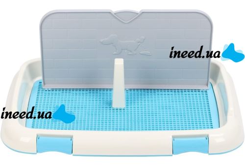 Лоток для собак со столбиком и стенкой Dog Toilet UniZoo 47.5x36 см двухслойный туалет с рамкой и сеткой под пеленку для собак с защитой от брызг