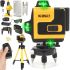 DeWalt DCLE34031N 4D 16 laser level is a linear green beam with 2 batteries, a level for measuring the intersection of lines at 360 with a tripod in a case